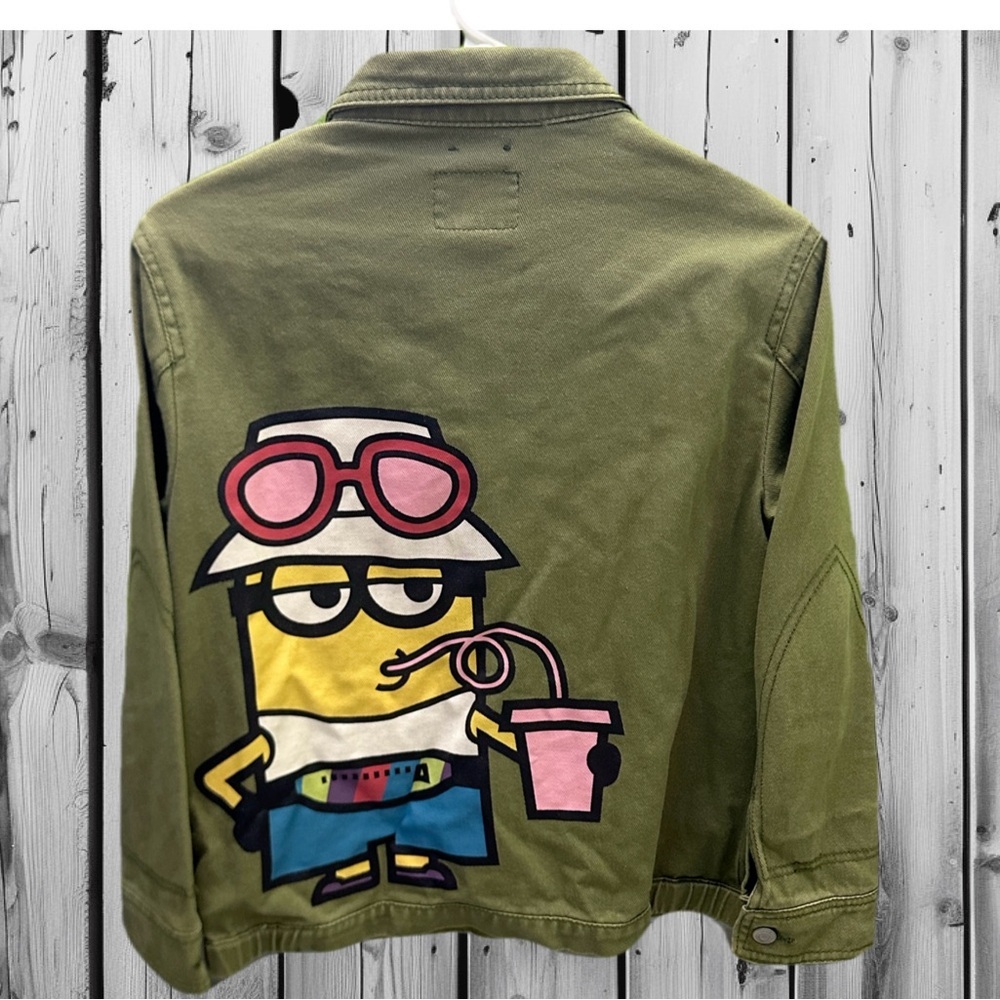 Zara Kids Olive Jacket Minions with Fun Cartoon Design size 11-12 Unisex - Picture 3 of 12